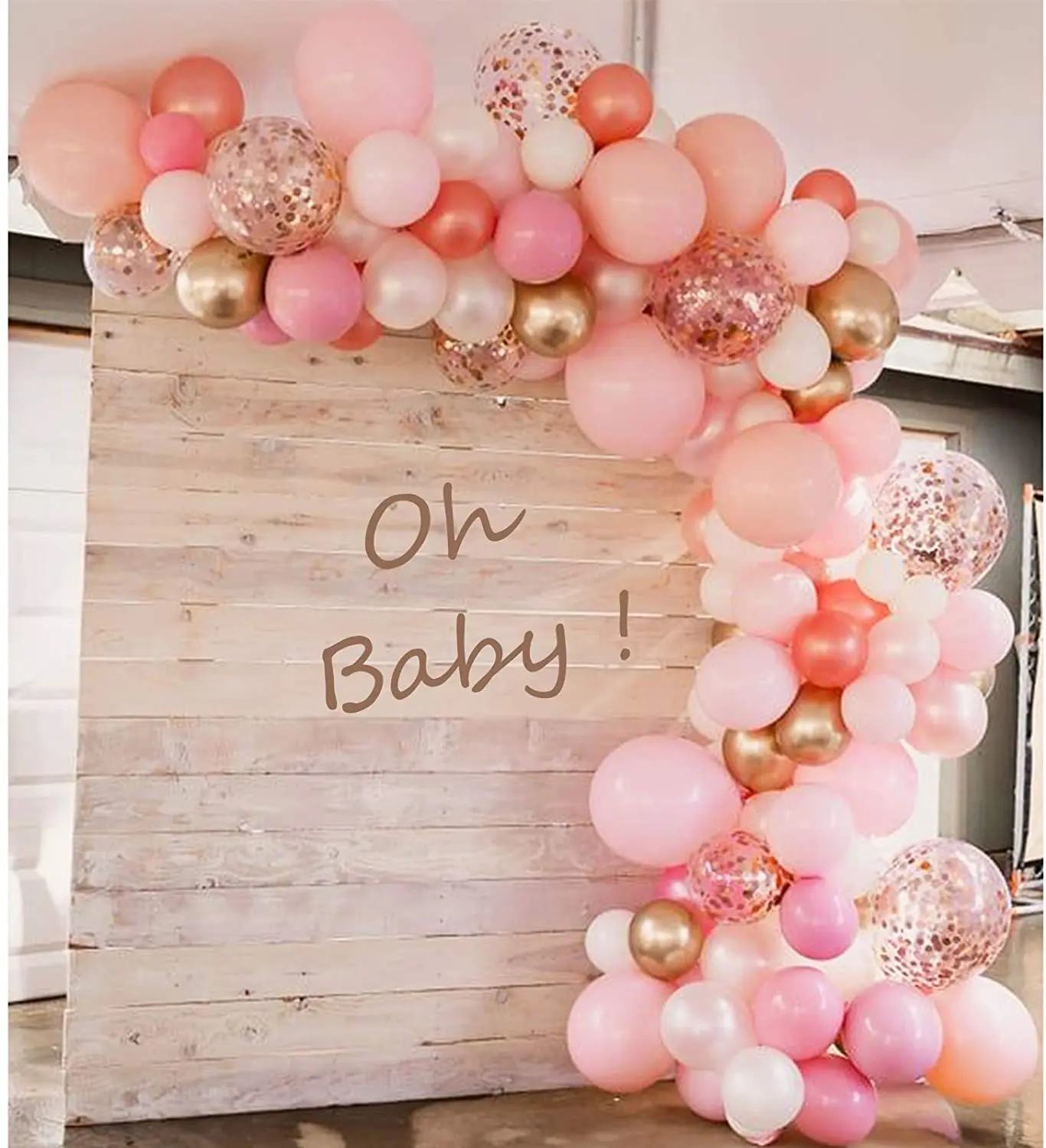 

122Pcs Gold and Pink Balloons Rose Gold Confetti Balloons Garland Arch Kit for Wedding Birthday Party Decoration Baby Shower