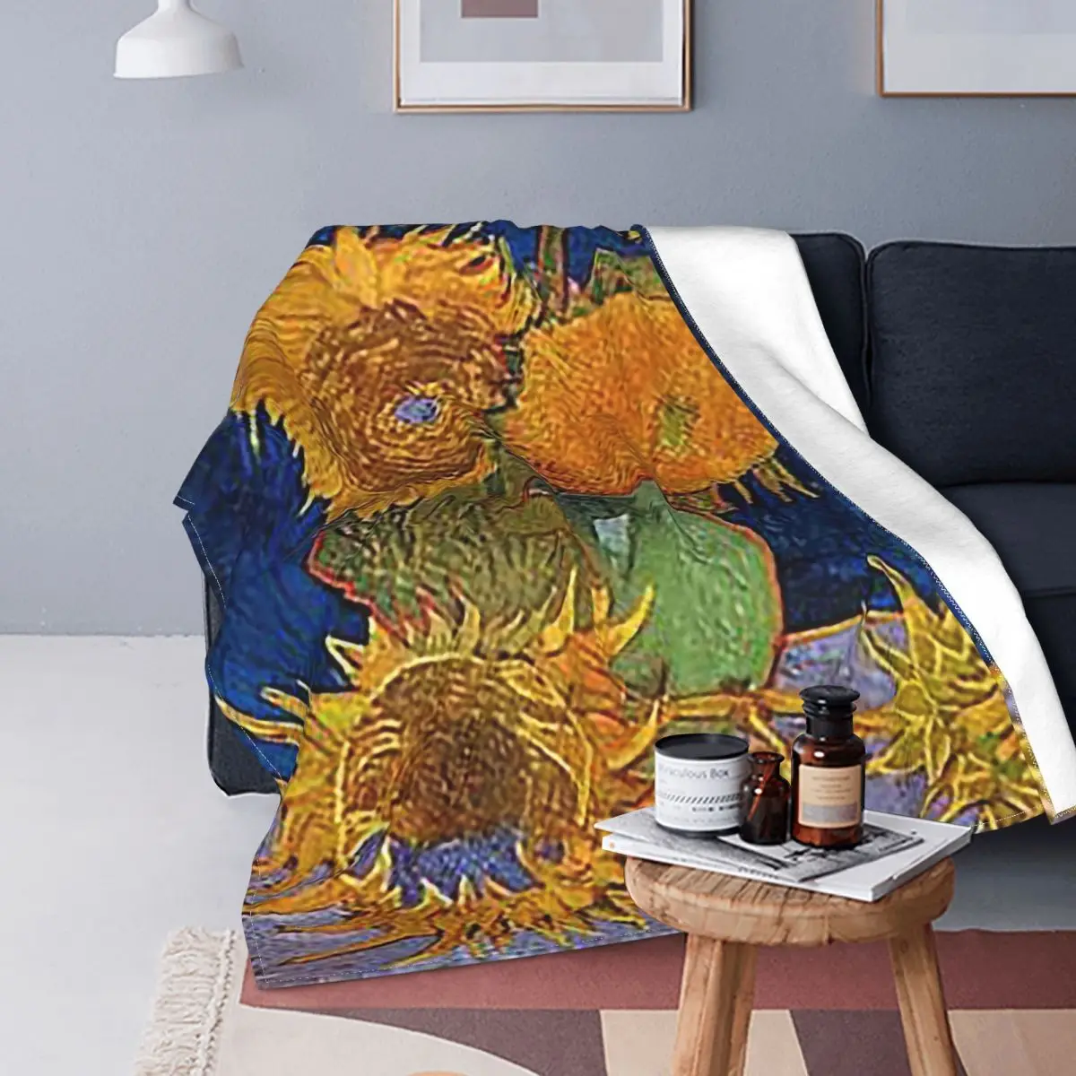 

Фланелевое Одеяло с рисунком Ван Гога, многофункциональное мягкое покрывало с рисунком подсолнуха для постельного белья