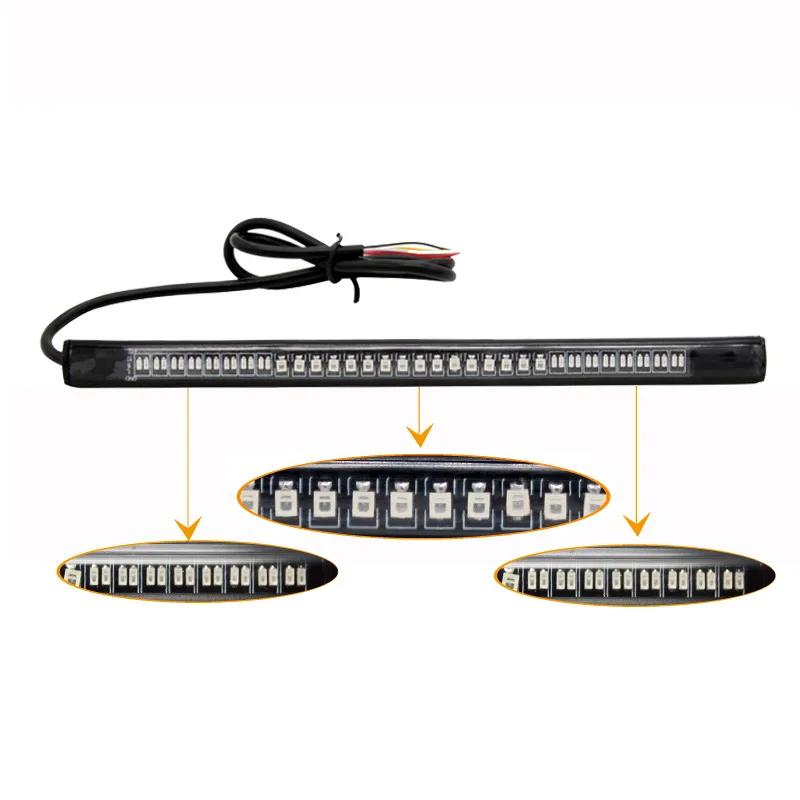 

FARBIN 1Pcs Universal Flexible Brake Tail Stop Light Led Strip Motorcycle Led Tail Light Turn Signal Brake License Plate Strip