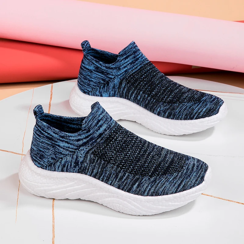 Big Size 35-45 Summer Knit Slip-on Sock Sneakers Unisex Breathable Men Casual Sports Shoes Lightweight Soft Women Running Shoes