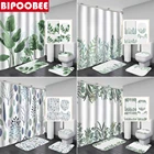 Занавеска для душа с принтом зеленых тропических растений и листьев пальмы