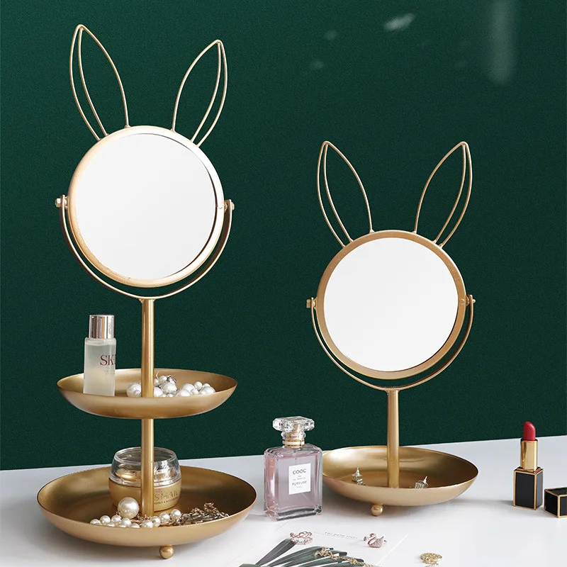 

Creative earrings necklace display rack cosmetic jewelry storage box cosmetic mirror jewelry tray shelf ornaments