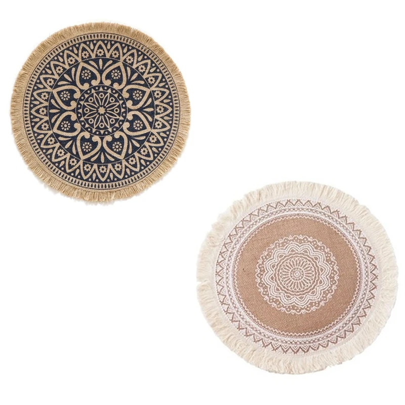 

4 теплоизоляционные коврики для обеденного стола, круглые 40 см, для кухни и дома