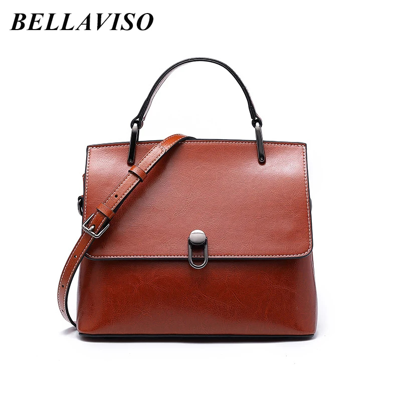 

BellaViso Women's New Textured Top Layer Cowhide Versatile Square Messenger Shoulder Bag Lady's Genuine Leather Handbag SZLF-099