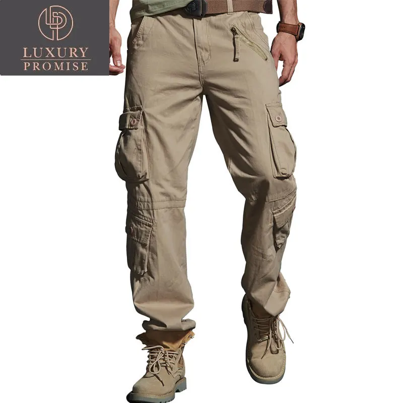 

Men's Military Cargo Pants Cotton Loose Large Size 40 Multi-Pocket Tactics Army Trousers Joggers Outdoor Motion Leisure Overalls
