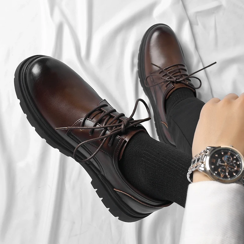Осень 2023 Высококачественная кожаная мужская обувь на шнуровке Роскошная