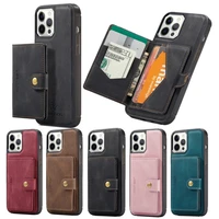 2in1 business luxury wallet leather case for iphone 14 13 12 11 pro max se2 xr xs back cover pocket magnetic cards phone cases