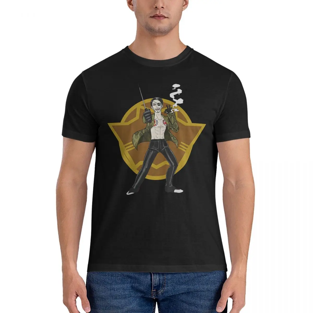 Мужская футболка с коротким рукавом и круглым вырезом из чистого хлопка