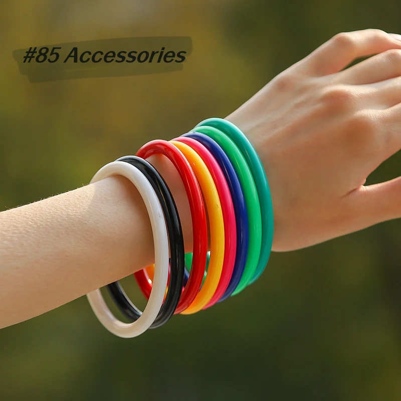 

Extremely Classic Modern Macaron Color Acrylic Bracelet ZN00185