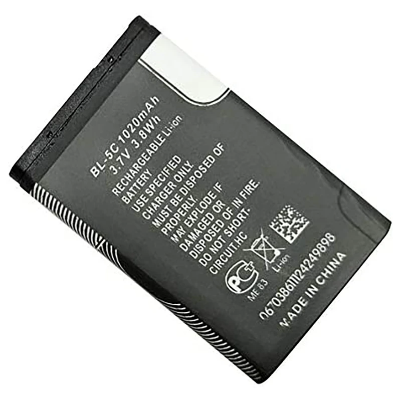 Compatible For Nokia BL-5C Mobile Battery Li-Ion 1020 Mah Rechargeable Lithium Replacement |