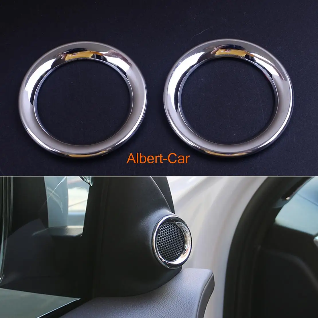 beler 2pcs Front Door Sound Stereo Speaker Cover Trim  ABS Chrome Decor Ring Car Styling Fit For Jeep Grand Cherokee 2011-2018
