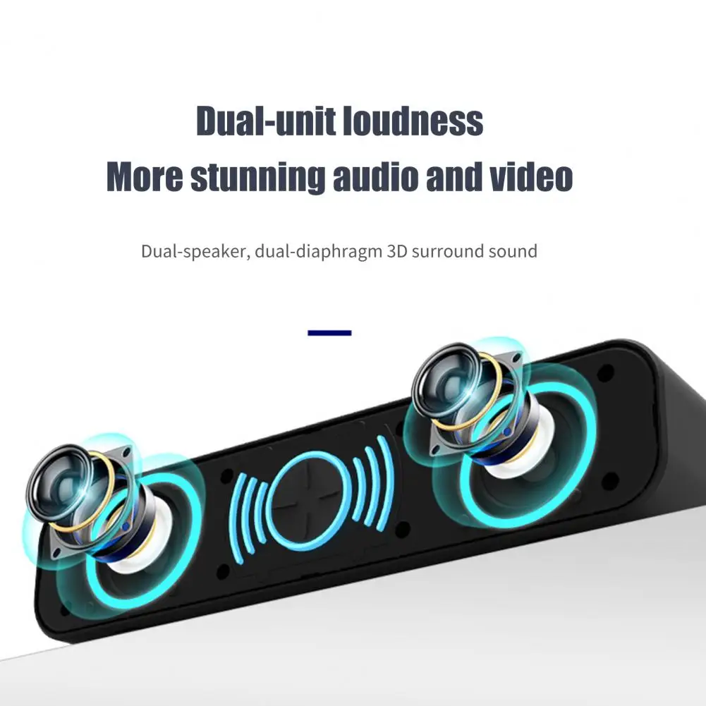 

Lightweight Sturdy USB Wired Powerful Computer Speaker Anti-slip Mat Sound Bar Deep Bass for Home