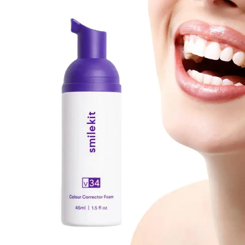 

Purple Teeth Mousse V34 Tooth Whitening Yellow Removal Smoke Stain Cleaning Color Corrector Oral Care Fresh Breath Toothpaste