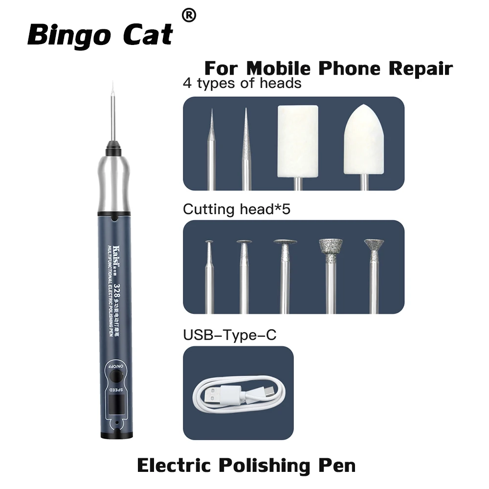 

Kaisi USB Rechargeable Engraver Electric Grinding Pen Screen IC Grinding Machine DIY Jade Carving Pen PCB Polishing Cutting Tool