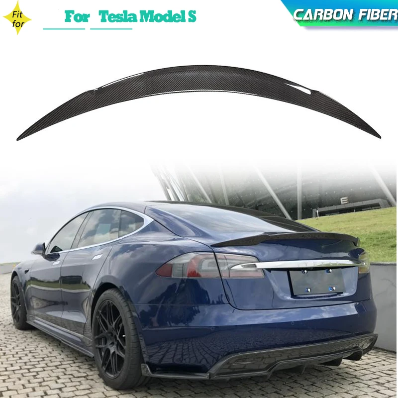 

Автомобильная фотокопия для Tesla Model S 2014-2019, Задняя Крышка багажника из углеродного волокна, спойлер для крыла губы