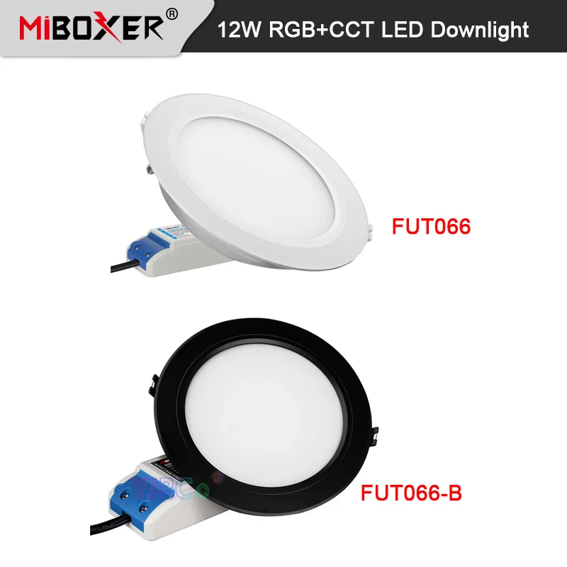 

FUT066 12W RGB+CCT LED Downlight White/Black Miboxer 110V 220V Dimmable 16 Millions colors Ceiling 2.4G RF Remote/Voice control