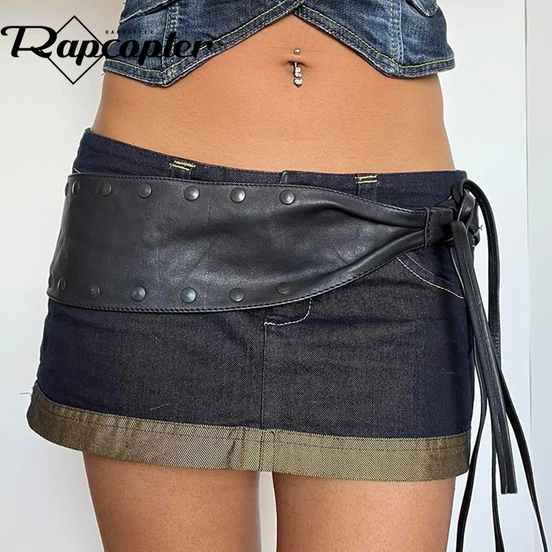 

Юбка-карандаш женская кожаная Асимметричная с заклепками, в стиле панк