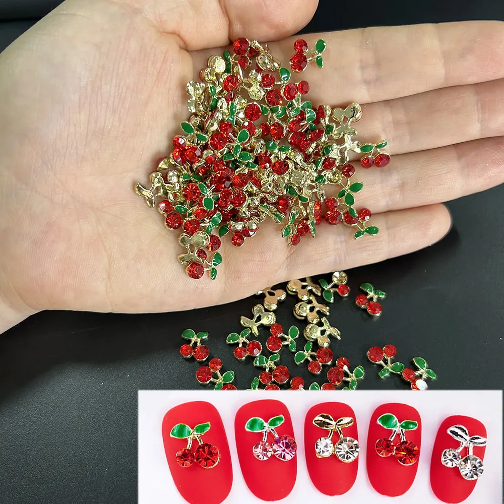 

36/20 PCS Red/Pink/ Clear Cherry Aolly Nail Charms Shiny Diamond Rhinestones Jewelry for Manicure Decoration Cute Cherry Charms