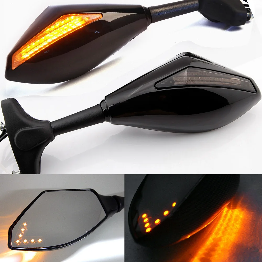 

2Pcs Motorcycle Handlebar Mount Rearview Mirror With LED Turn Signal Lights Motorcycle Modified Car Mirror Lamp Housing Mirror