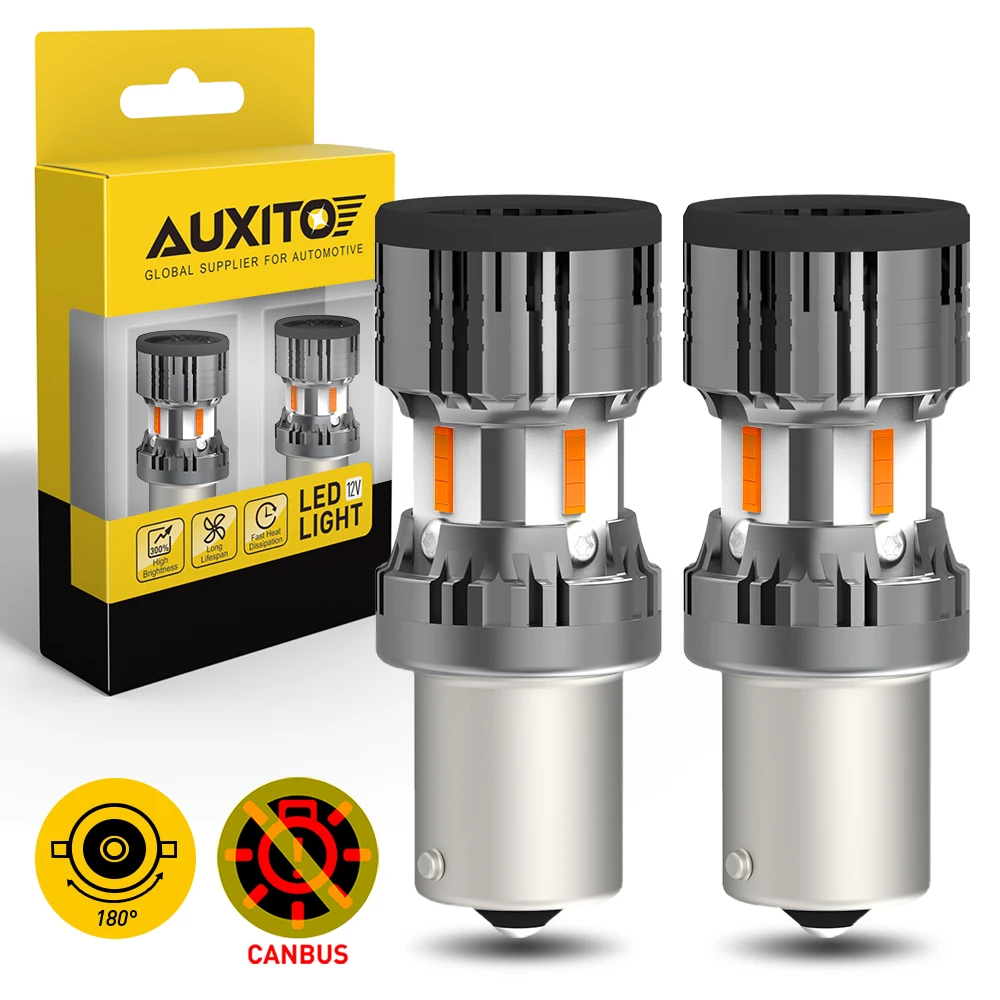 

AUXITO LED Lights P21W No Hyper Flash 1156 BA15S BAU15S PY21W T20 7440 LED Bulb Canbus Fan Car Turn Signal Lamp Amber Error Free