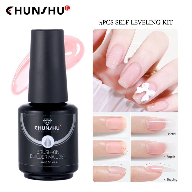 

CHUNSHU Rubber Base Coat Self Leveling Builder Extension Nail Gel In a Bottle Sculpting Soft Gel For Nails Nude Pink Milky Color