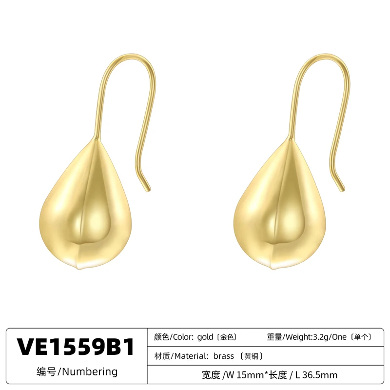 ZHUKOU латунь 18 К позолоченные блестящие серьги-пузыри в форме сердца серьги со