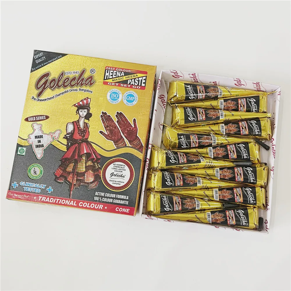 12 шт. паста для татуировки хной черные белые коричневые красные конусы хны