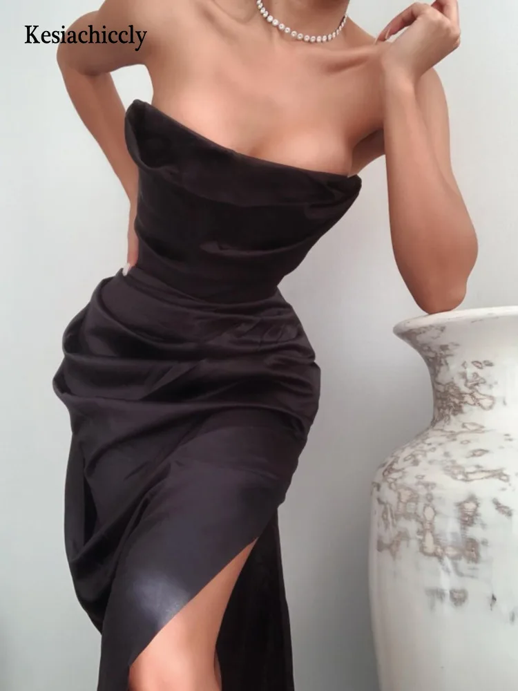 Атласное мини-платье Kesiachiccly-Sexy