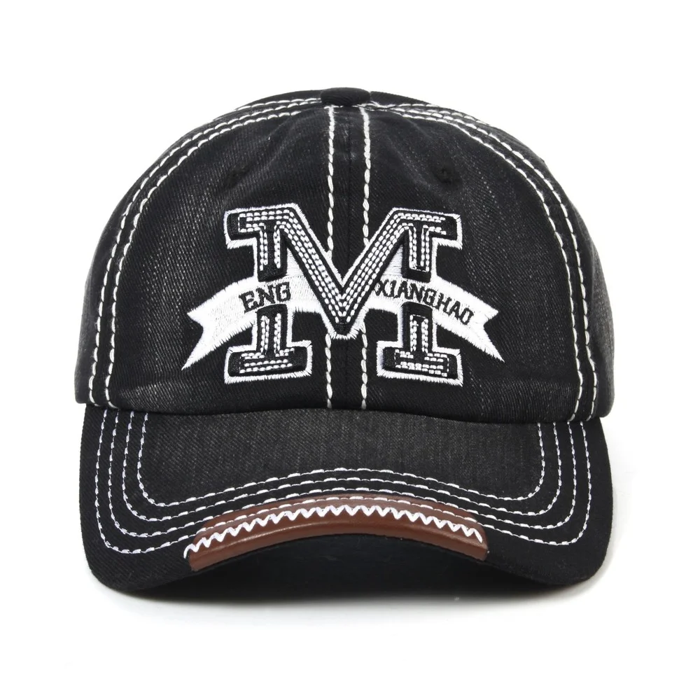 

Letter M Embroidered Denim Baseball Cap For Men Women Vintage Hip Hop Snapback Cap Male Summer Outdoor Sunshade Dad Hat 2022