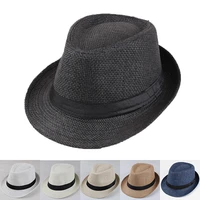 unisex fashion summer casual solid straw sun hats women men sun protection breathable jazz cowboy beach hat gangster caps