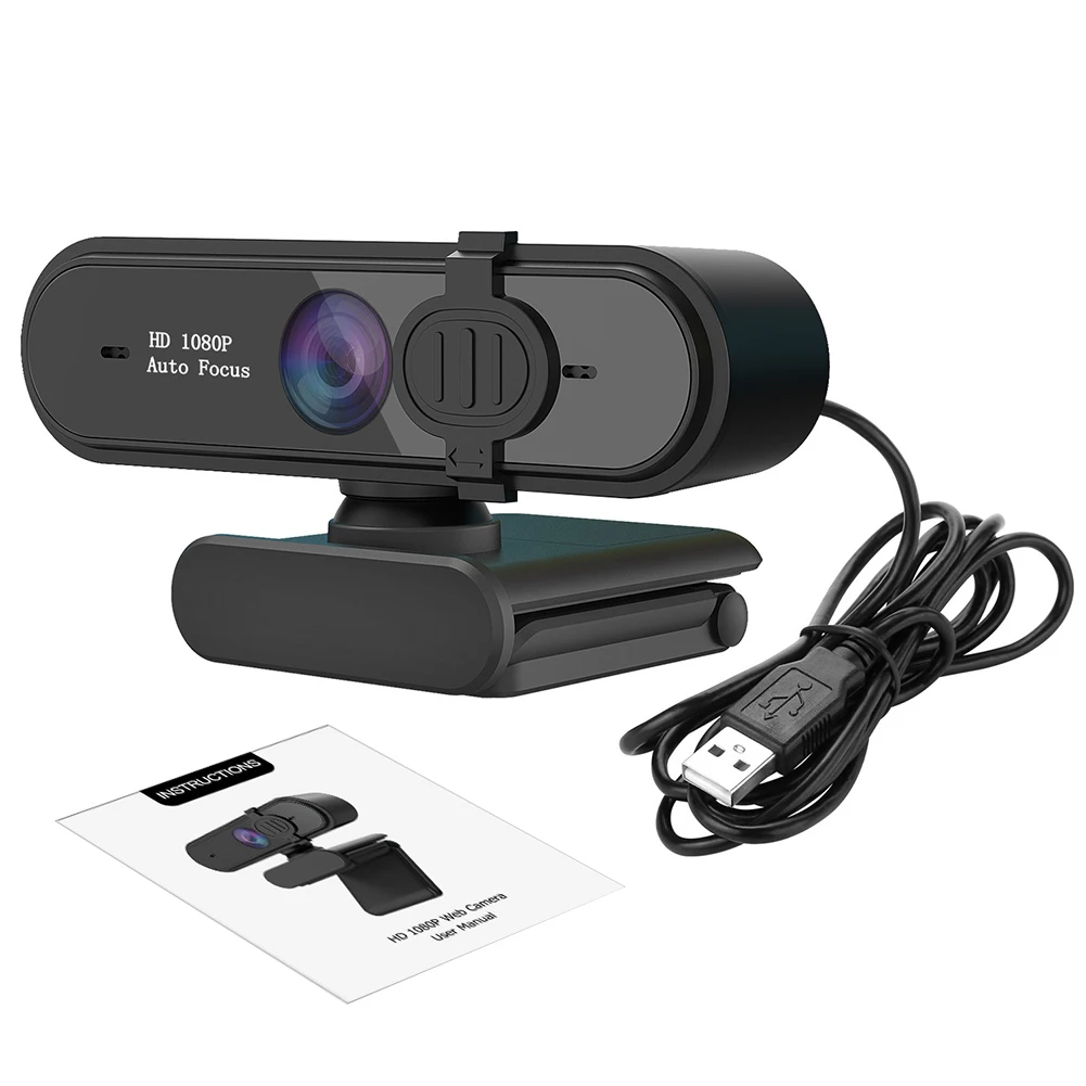 

Computer Webcam Gaming Plug And Play Video With Microphone Privacy Cover Auto Focusing HD 1080P PC Laptop Home Camera USB Office
