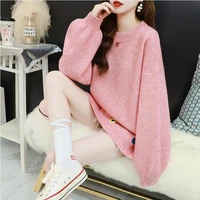 autumn winter new loose pullover basic warm sweater for women preppy style soft kniited korean sweet v neck fashion sweaters