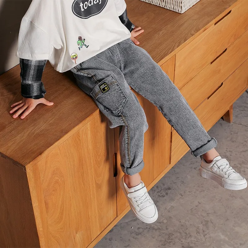 

Женские повседневные джинсовые брюки для мальчиков, Детские облегающие длинные брюки, одежда, джинсовые брюки для маленьких мальчиков