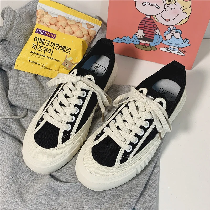 

Women Canvas Shoes All-match Solid Color Low Top Women Shoes Sneakers Simplicity Sport Casual Shoes Lace-Up Women Platform Shoes