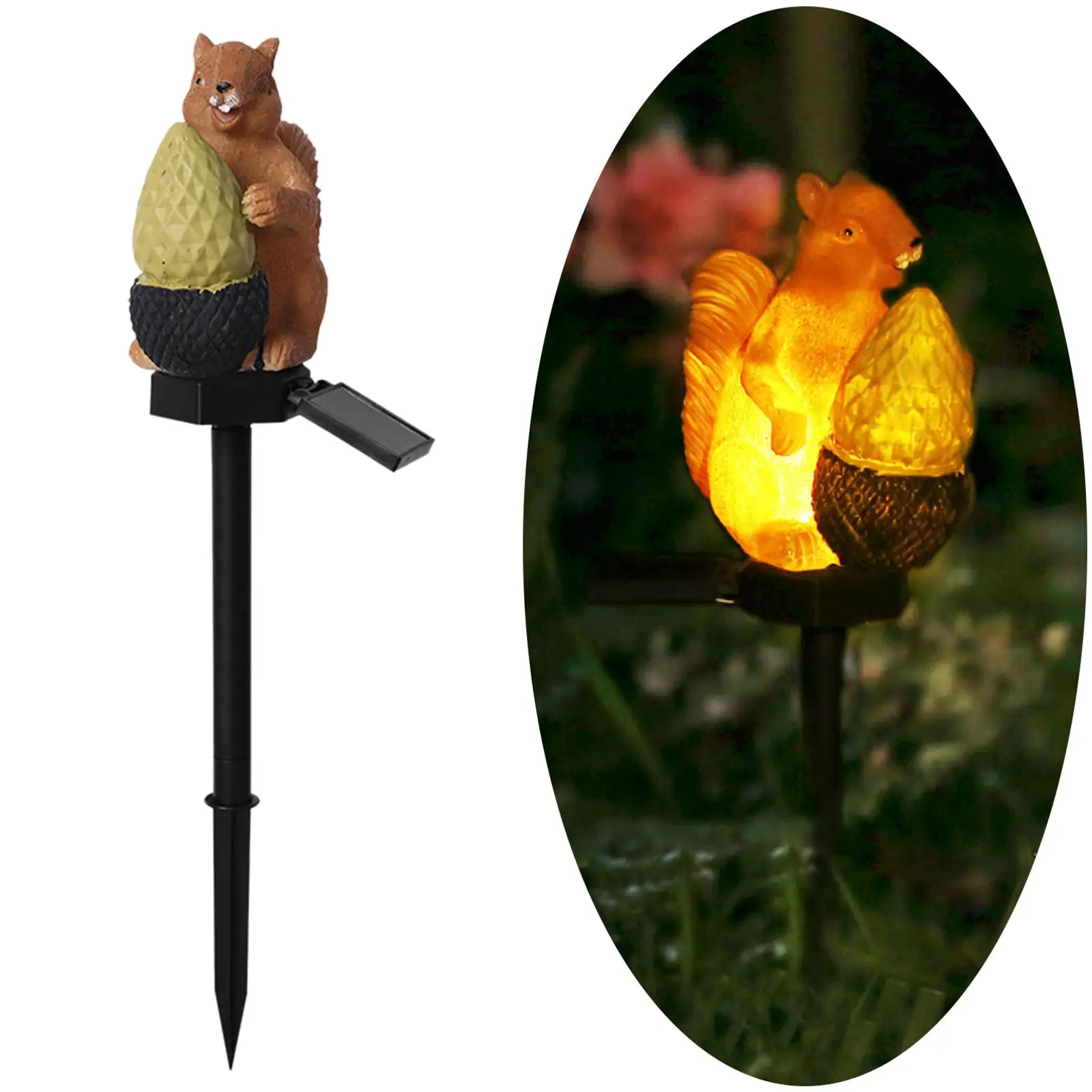 

Садовые фонари на солнечной батарее, декоративные фонари из смолы в виде белки для сада, двора, улицы