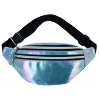 multifunctional hologram waist bag laser pu beach travel banana hip bum zip waist bags women belt bag for girls