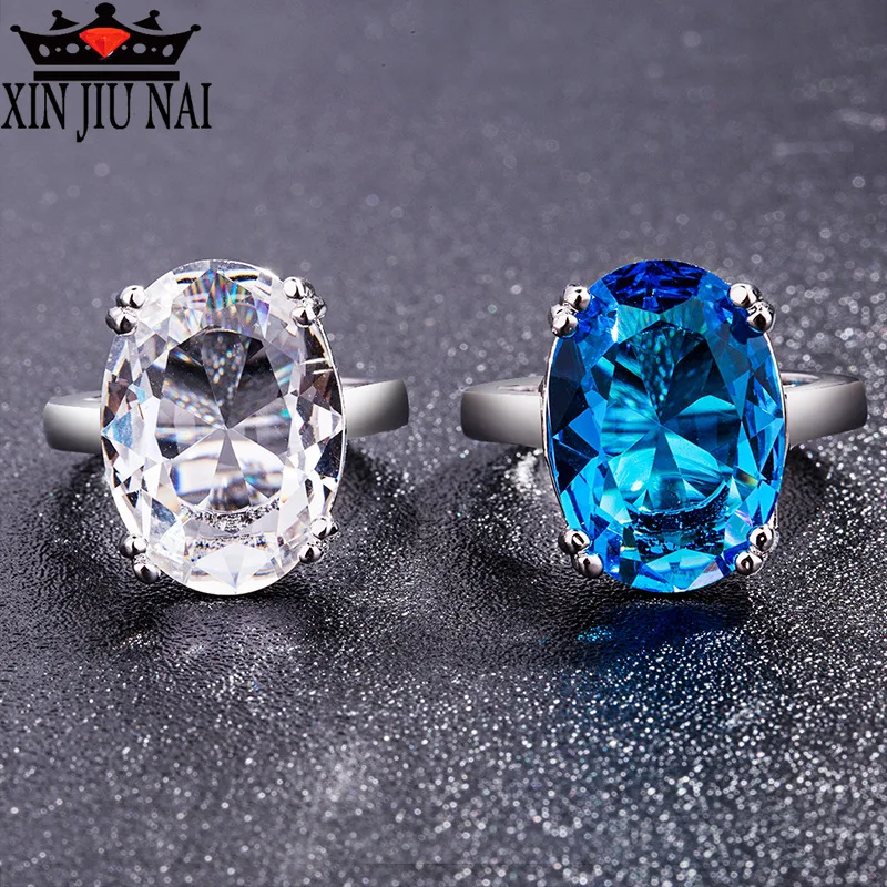 

2 colors 925silver Solitary Oval Stone rings for women Wide Engagement Band With CZ Wedding ring Romantic Gift Jewelry For Women