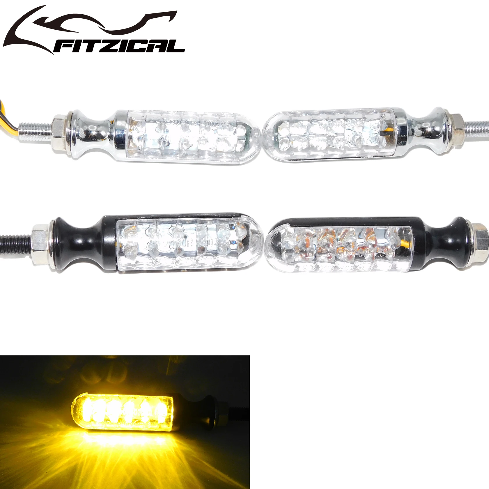 

2xMotorcycle LED Turn Signal Lights Indicator Blinker Amber 12V Universal 8mm Direct Bolt For Harley Touring Softail Sportster