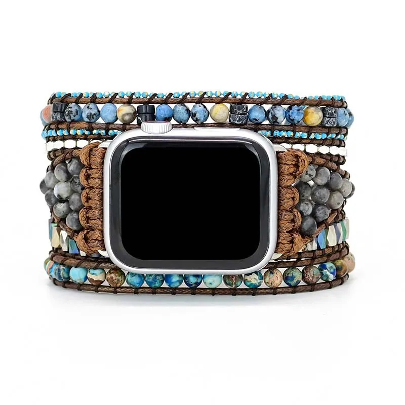 

Fashion Woven Bracelet for Apple Watch Band 38mm 41mm 42mm 45mm Natural Emperor Stone Watch Band Bracelet Accessories Jewelry