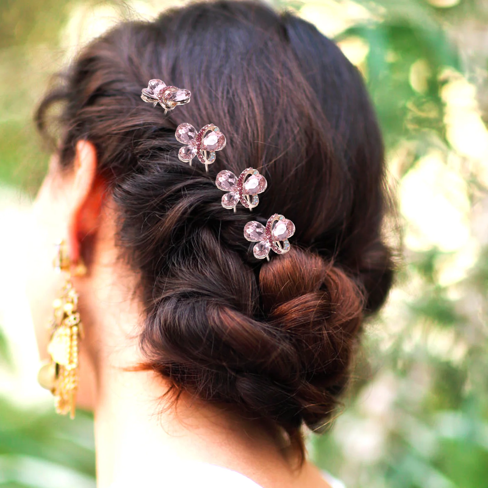 

4 Pcs Hair Jewelry Bridal Hairpins Bridesmaid Accessories U Type Alloy Decorative Rhinestone Miss