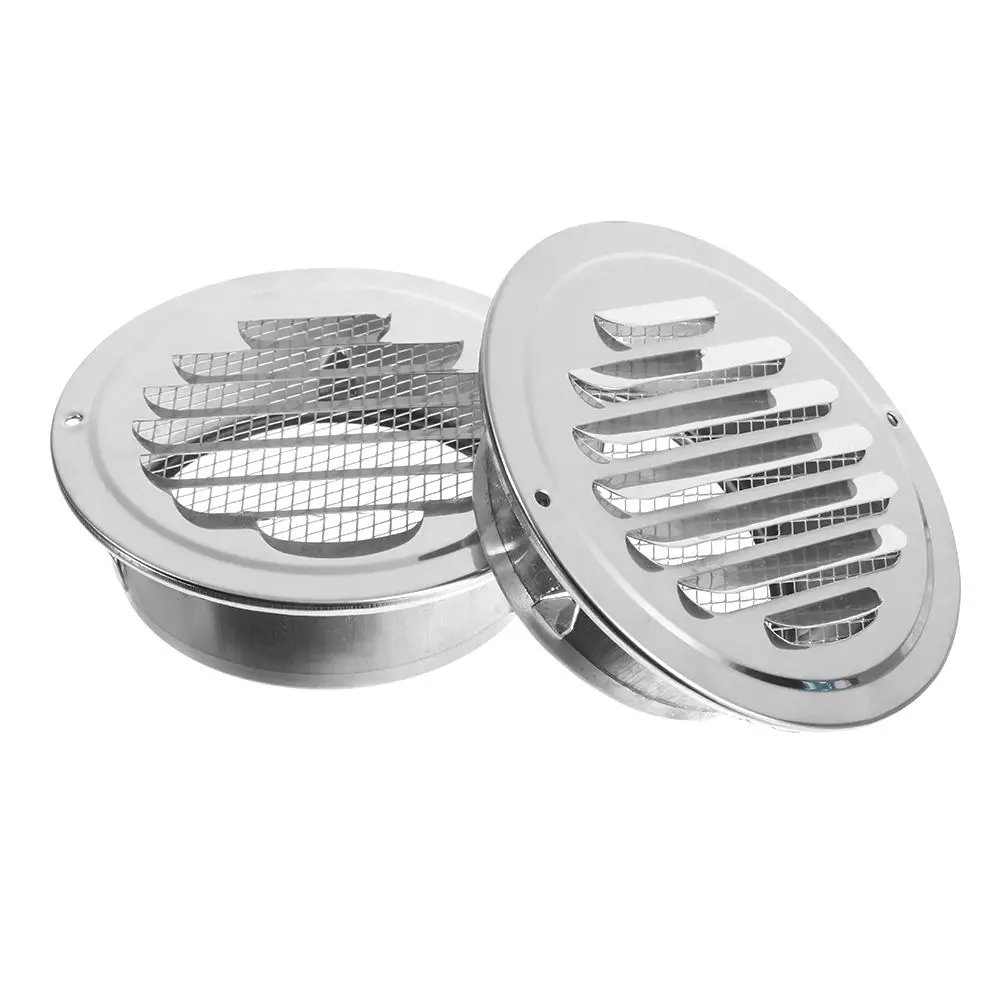 

New Stainless Steel Exterior Wall Air Vents Cover Round Ducting Ventilation Grilles Various Size Air Vent Anti-Bird And Rat Cap