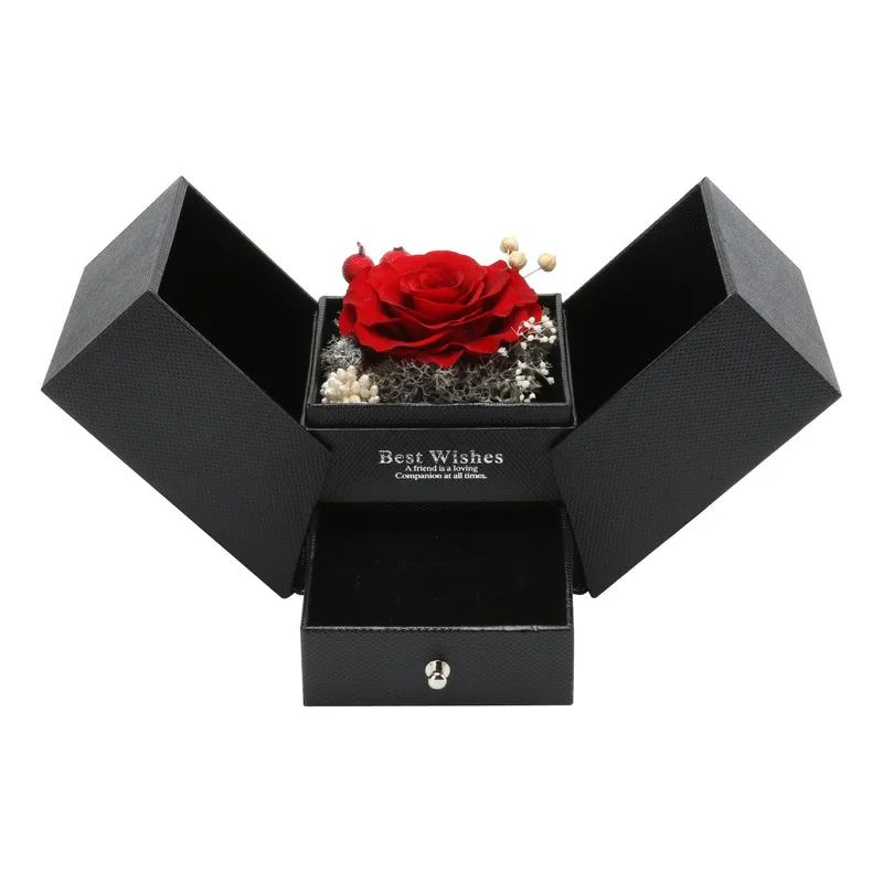 

Preserved Real Rose with Necklace in a Box, Eternal Real Flower for Anniversary Valentines Day.Love You Forever Gifts for Her