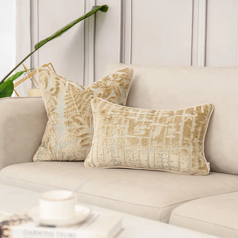 

Nordic Modern 45x45cm Velvet Throw Pillows Sofa Cushion Home Stay Hotel Pillow Beige Pillow Cover