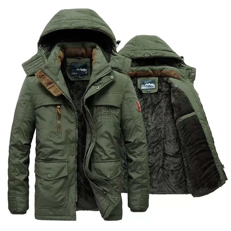 

NEW IN Military Thick Warm Man Jacket Winter Parkas Casual Cotton Padded Jacket male Multi-Pocket Fur Hoodies Men coat Parka Hom