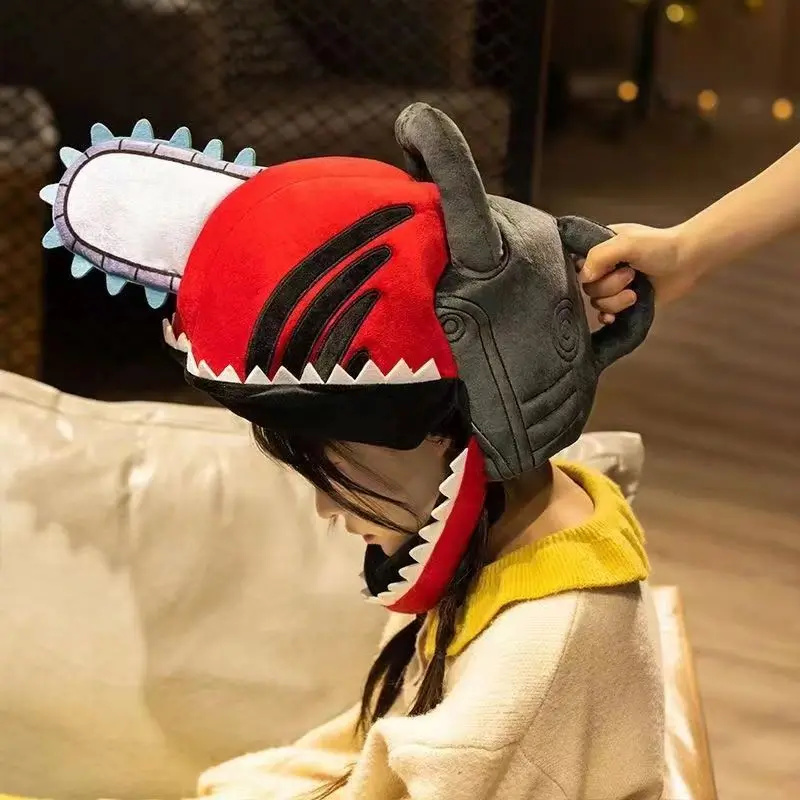 Милый плюшевый шлем с цепной пилой для женщин и мужчин, костюмы для косплея аниме Denji, аксессуары, Кепка с плащом Милый плюшевый шлем с цепной пилой для женщин и мужчин, костюмы для косплея аниме Denji, аксессуары, Кепка с плащом