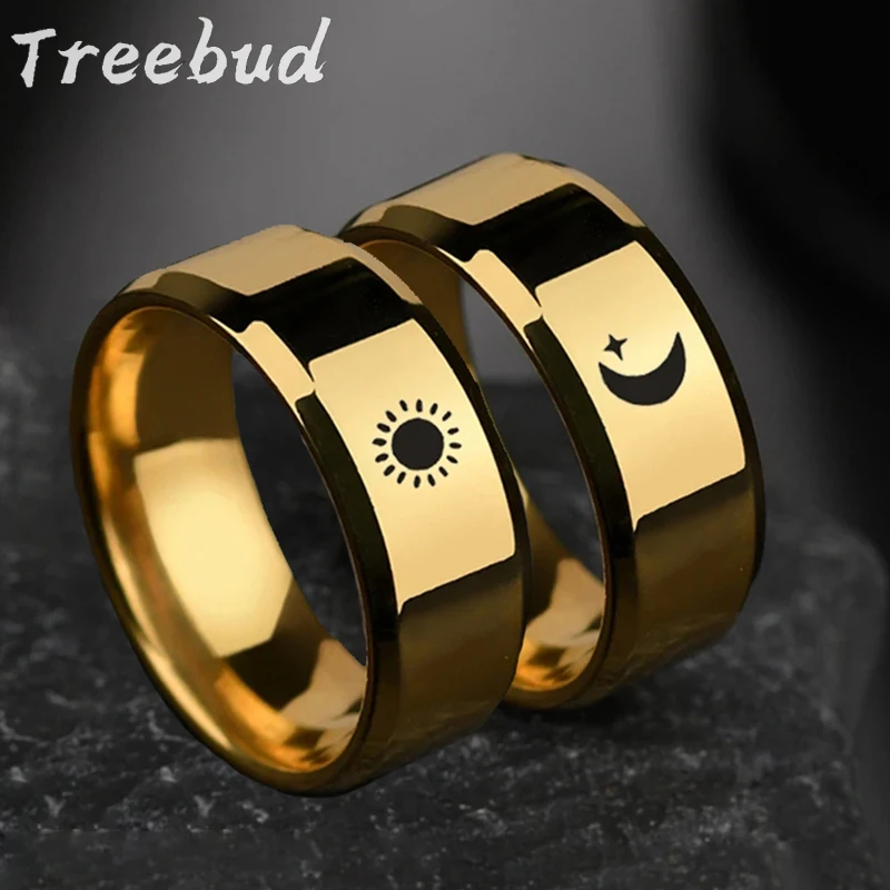 Treebud 8 мм лунное солнце кольца для пар влюбленных из нержавеющей стали на заказ