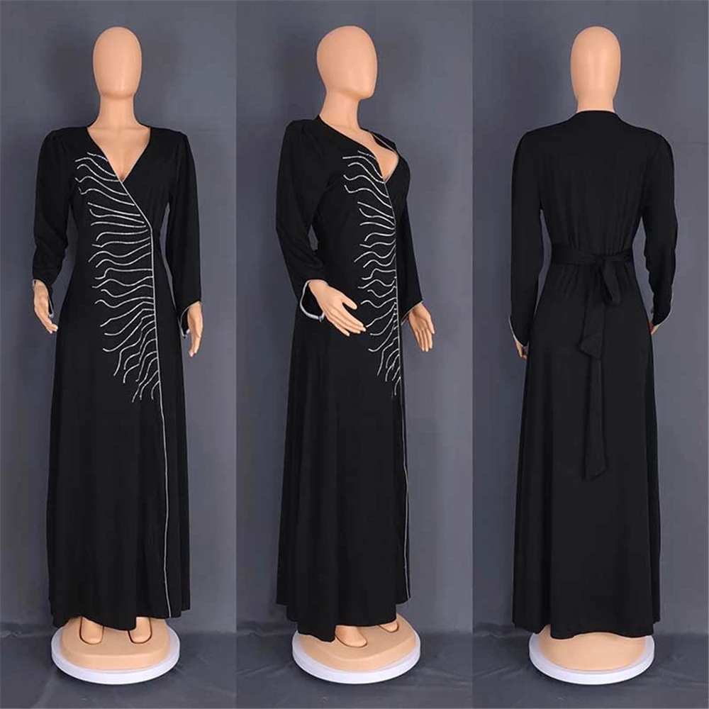 MD Muslim Kaftan Abaya Dress Kimono Women Dubai Party Gown Turkish African Maxi Robe Lady Islamic Clothing Jelaba Femme Musulman