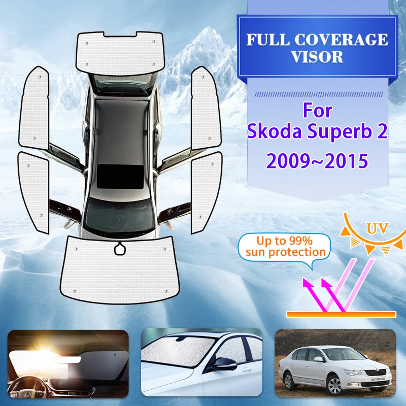 Автомобильные солнцезащитные козырьки на все окна для Skoda Superb 2 аксессуары 2009 ~ 2015
