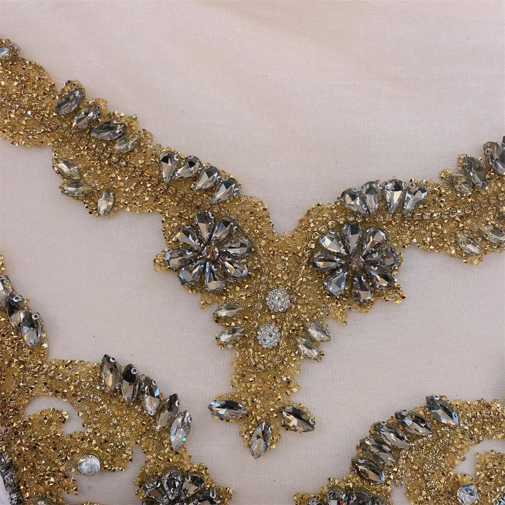 Новый дизайн золотые серебряные стразы мотив с горячей фиксацией украшения