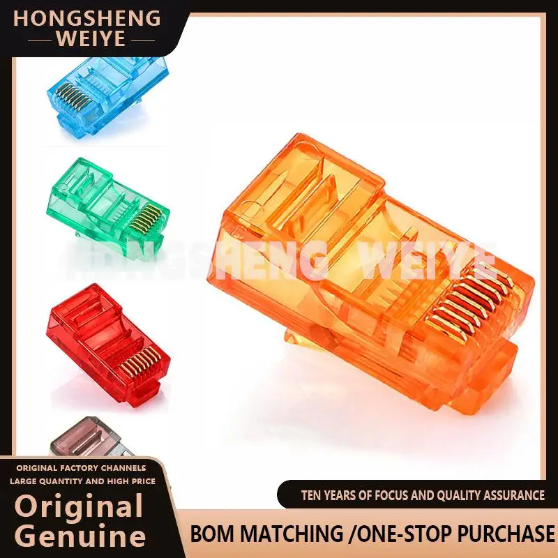 100%new 20PCS RJ45 Ethernet Cables Module Plug Network Connector RJ-45 Crystal Heads Cat5 Color Cat5e Gold Plated Cable